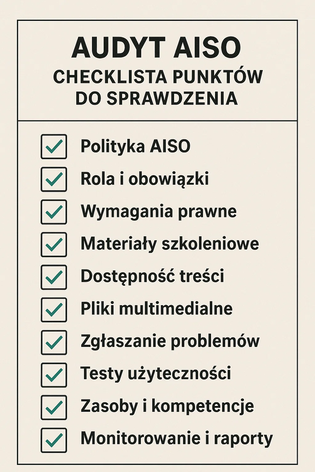 Audyt AISO: Checklista punktów do sprawdzenia